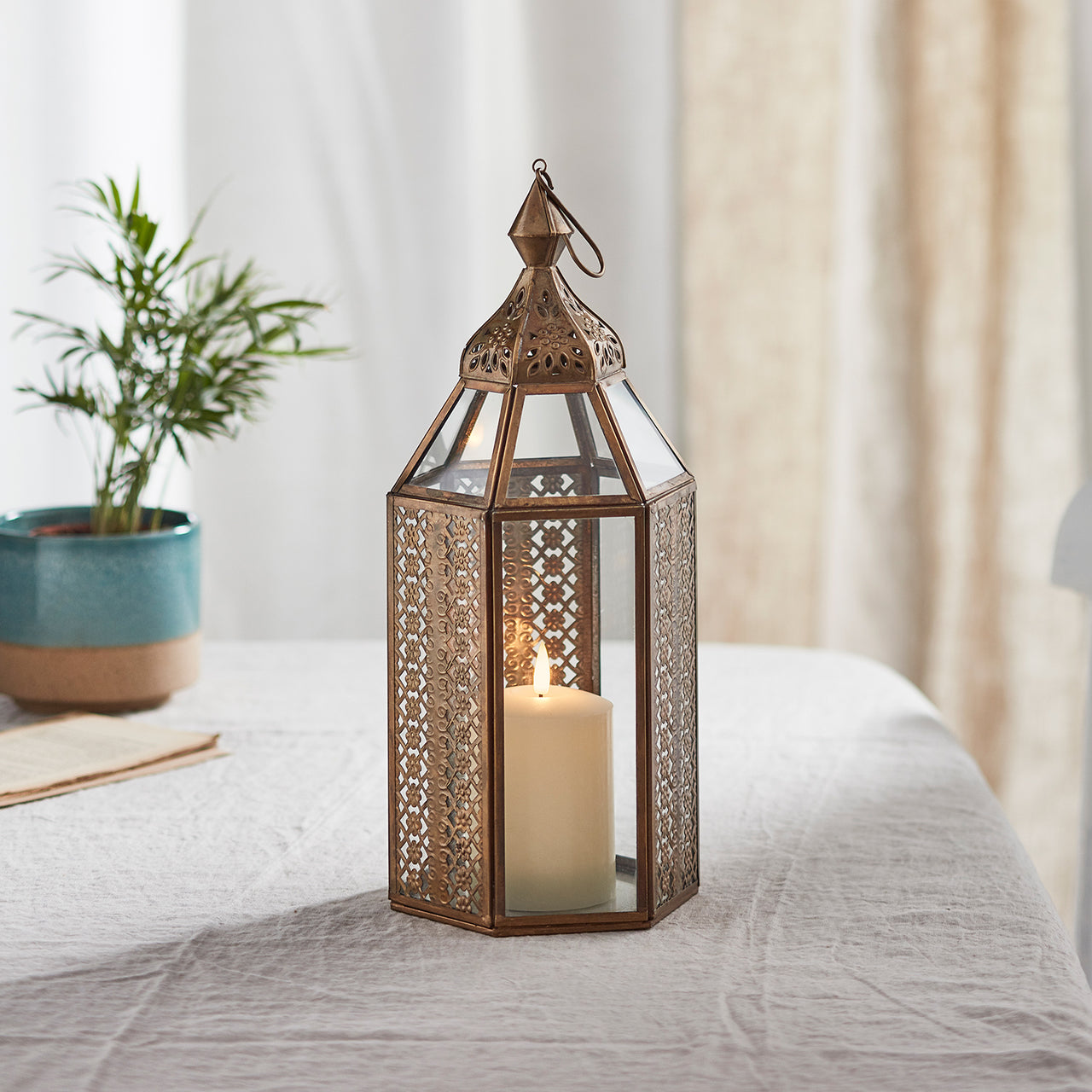 Asilah Artisan Moroccan Lantern wtih  TruGlow® Candle