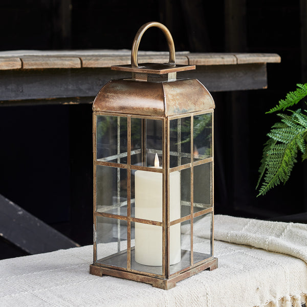 Large Brass Indoor Glass Lantern