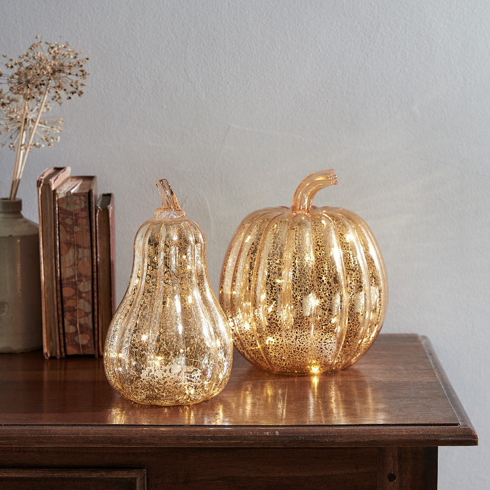 Mercury Gold Light Up Pumpkin & Squash Decorations