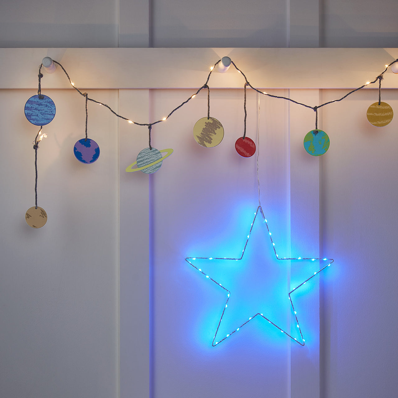 Blue Osby Star & Planet Fairy Lights for Starlight Children's Charity