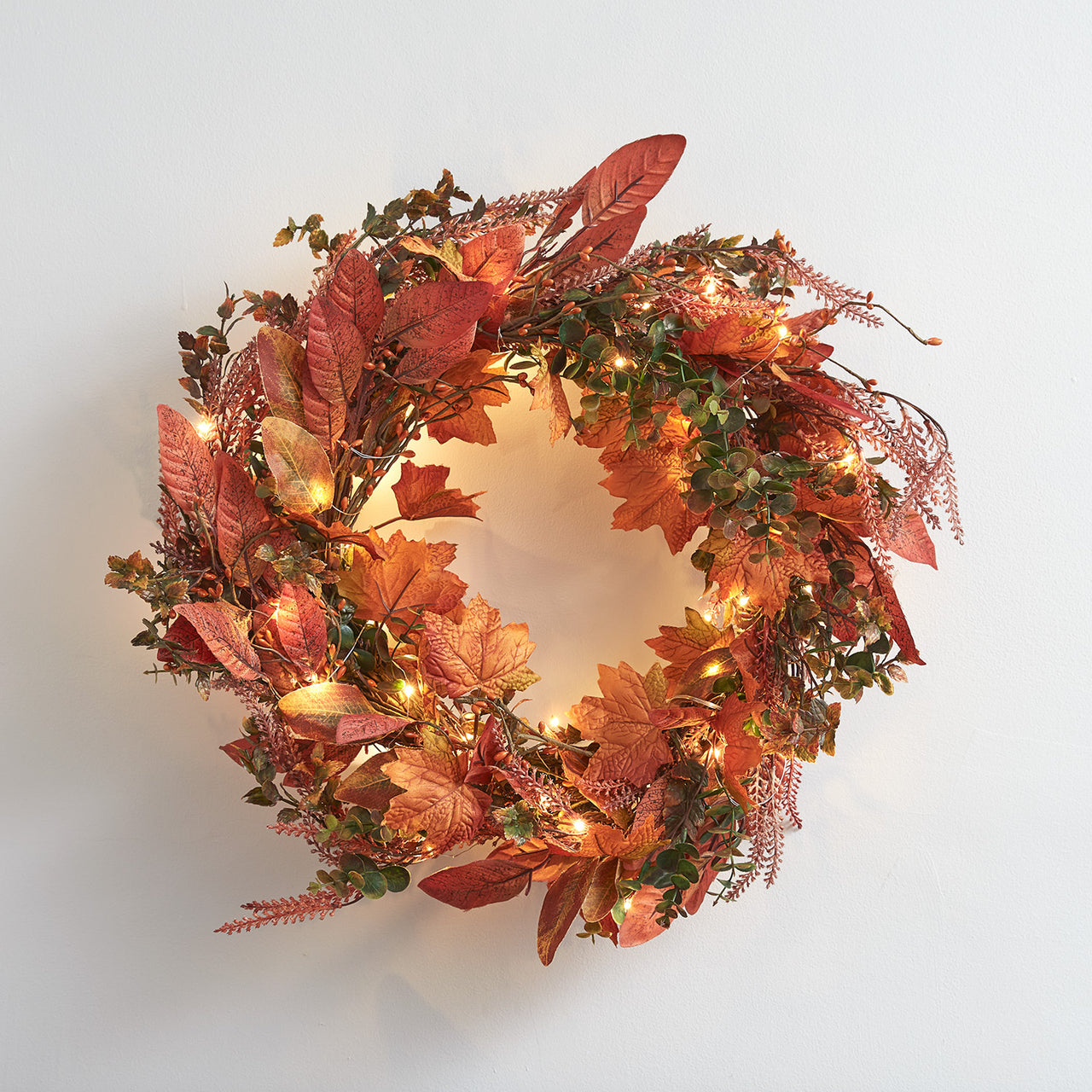40cm Maple Leaf Autumn Wreath Micro Light Bundle