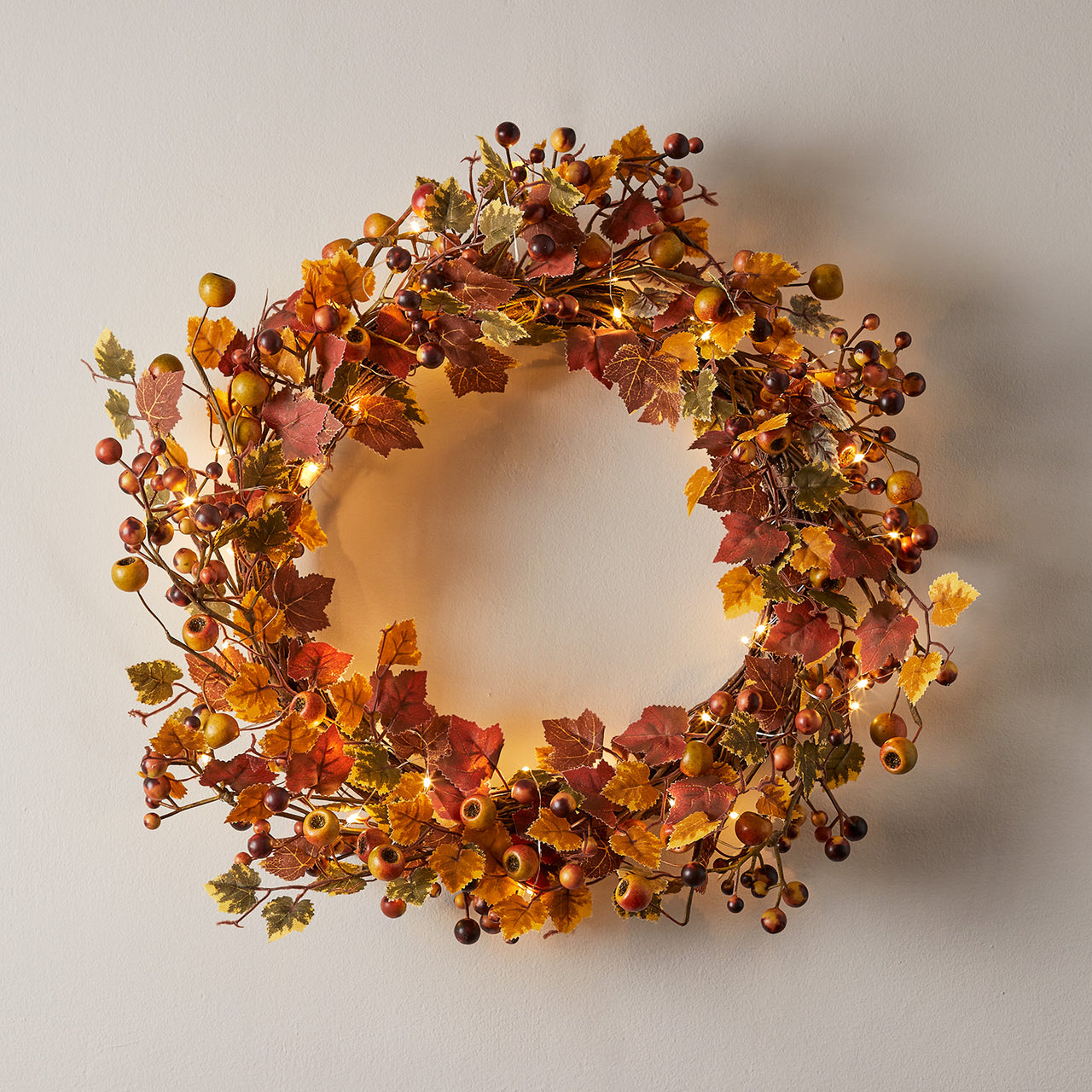 46cm Berry Autumn Wreath Micro Light Bundle