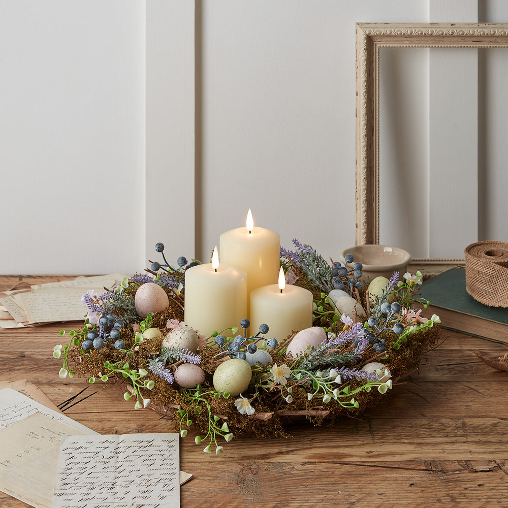 43cm Mossy Easter Wreath TruGlow® Candle Bundle