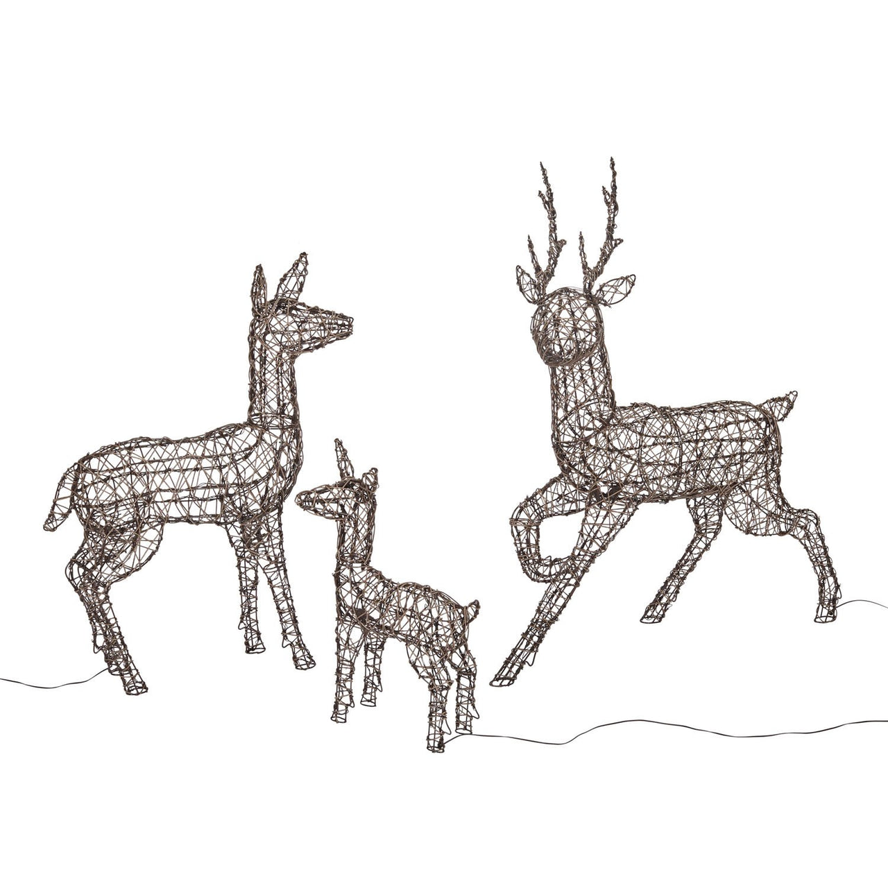 Studley Rattan Light Up Reindeer Family Christmas Figures 24v