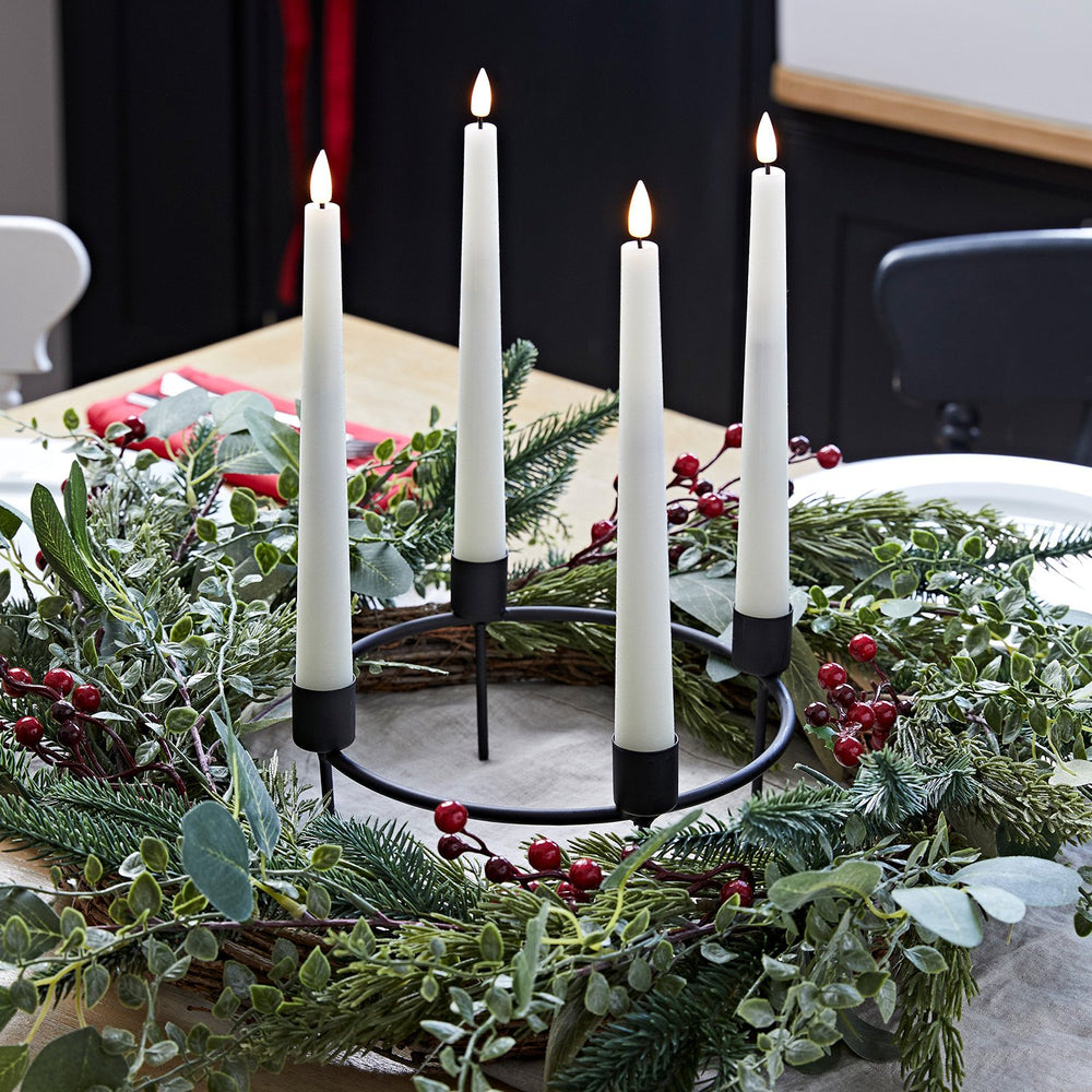 45cm Pine Advent Wreath &  TruGlow® Taper Candle Table Decoration