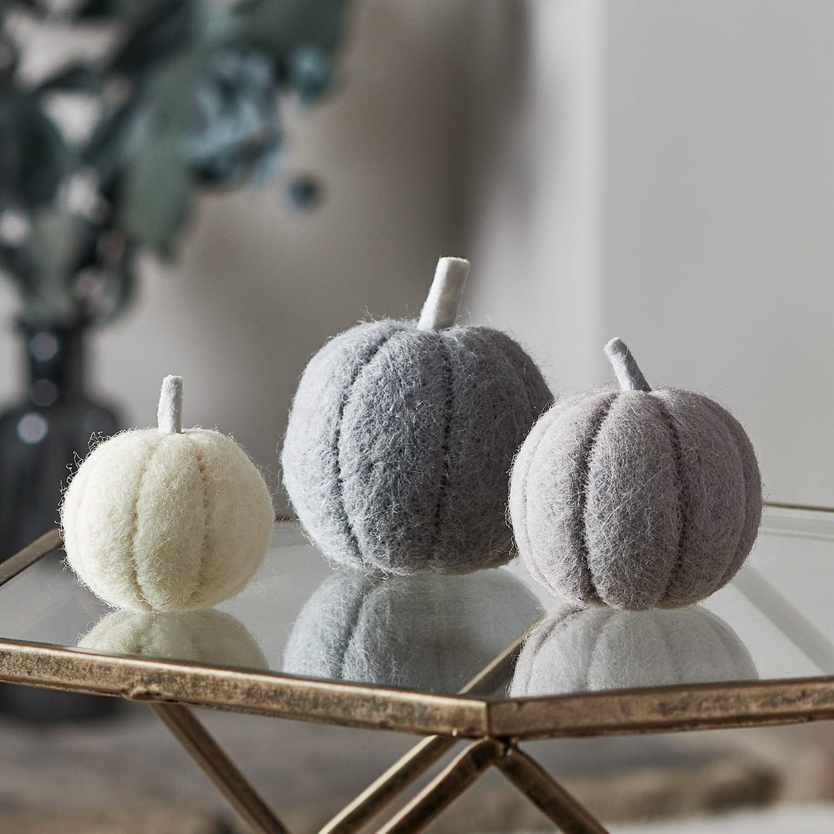 3 Pumpkin Felt Autumn Decorations