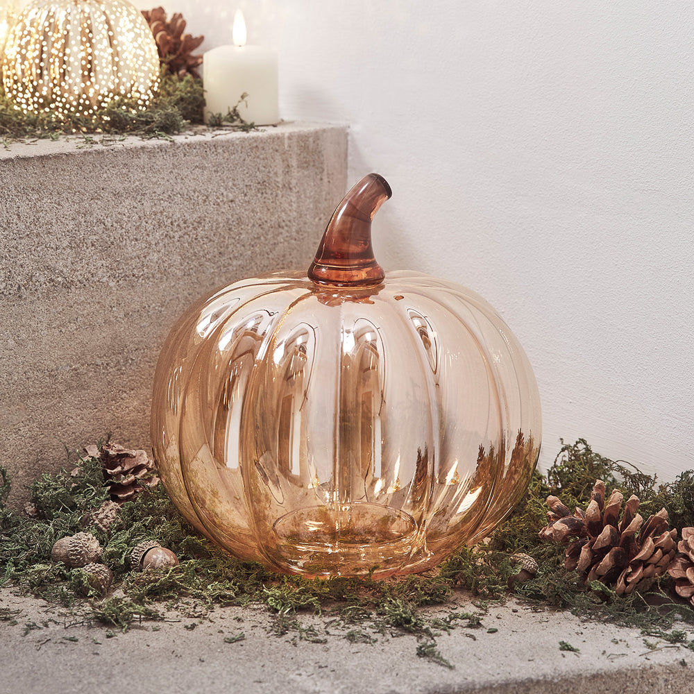 Amber Glass Pumpkin Decoration