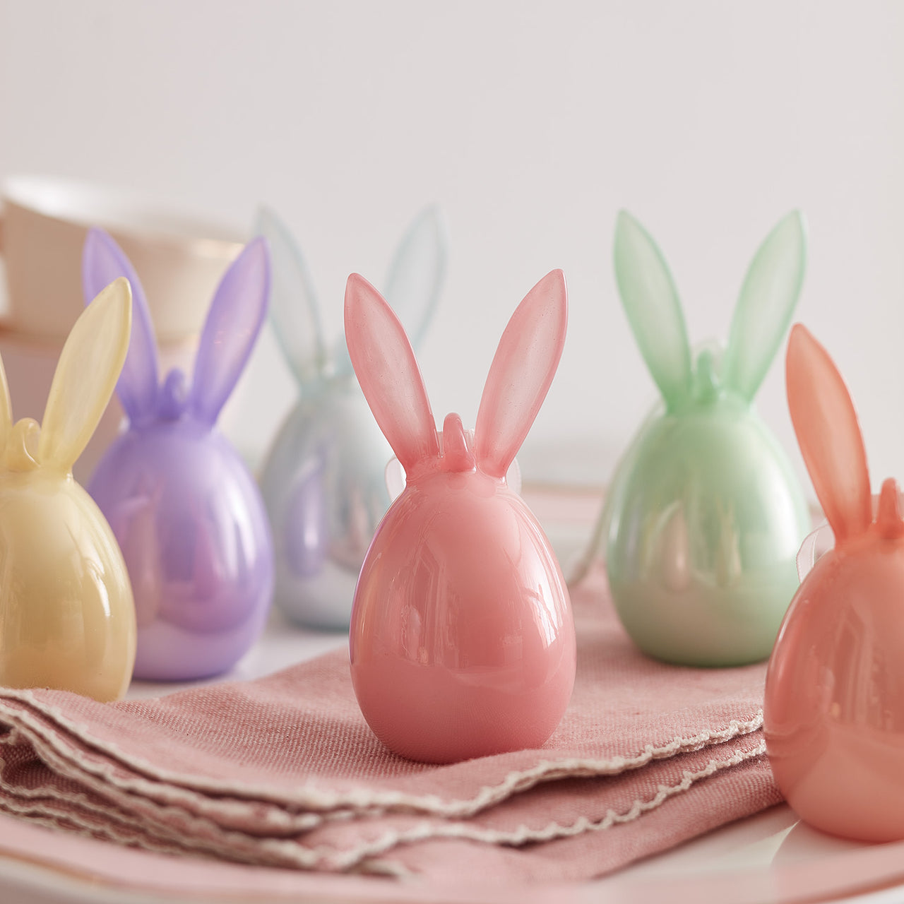 6 Pastel Glass Bunny Easter Decorations