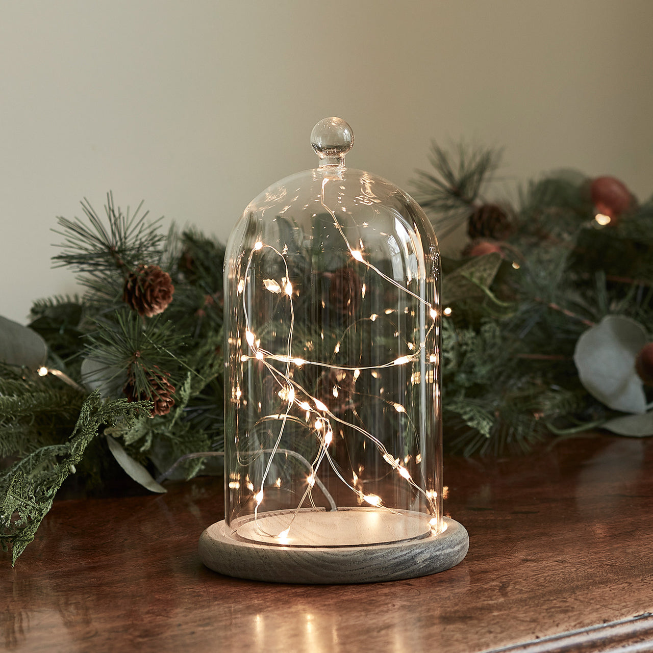 20.5cm Glass Dome Bell Jar With Grey Base