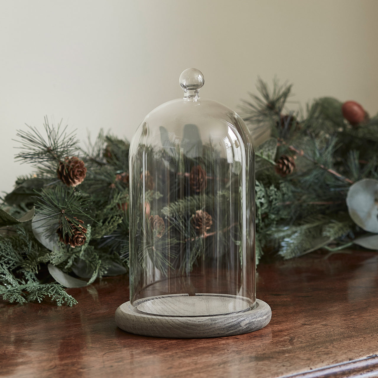 20.5cm Glass Dome Bell Jar With Grey Base