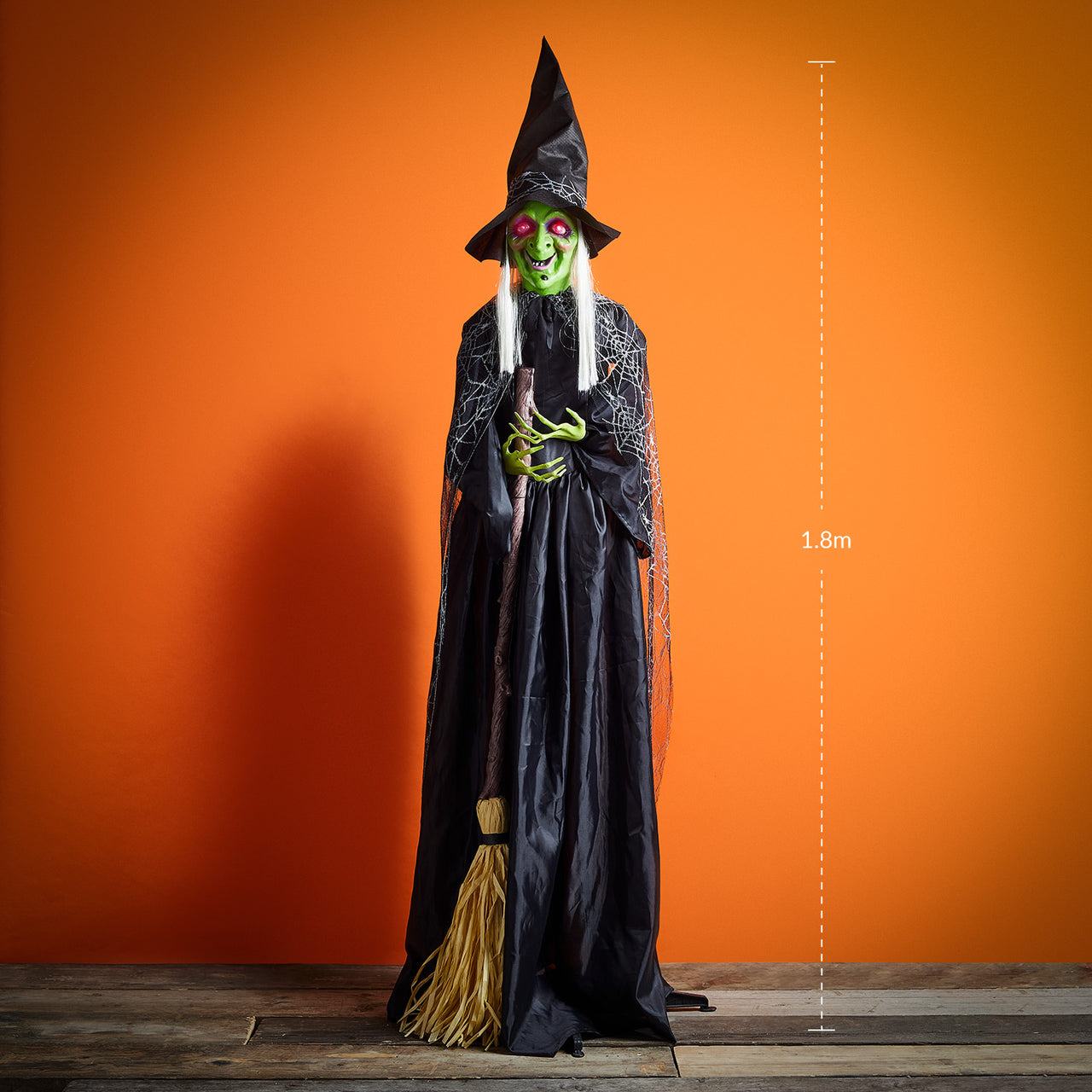 1.8m Cackling Cathy Animated Halloween Witch Decoration