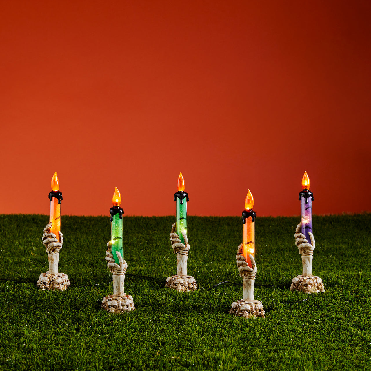 5 Skeleton Candle Garden Stake Lights