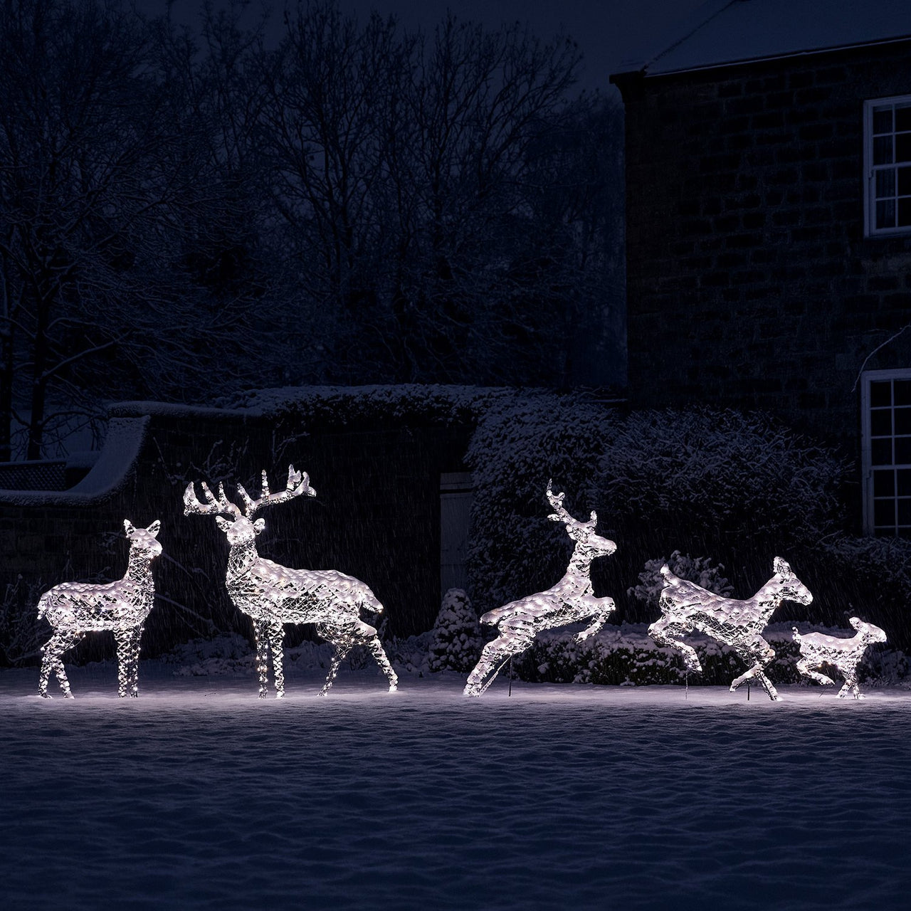 Set of 5 Harlow Rattan Dual Colour LED Light Up Reindeer Range