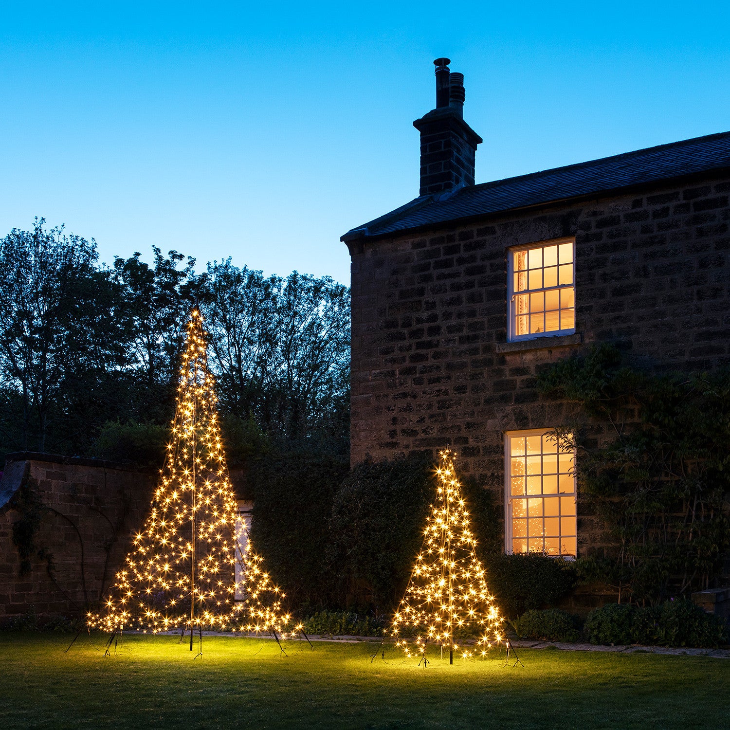 2m White LED Fairybell Outdoor Christmas Tree | Lights4fun.co.uk