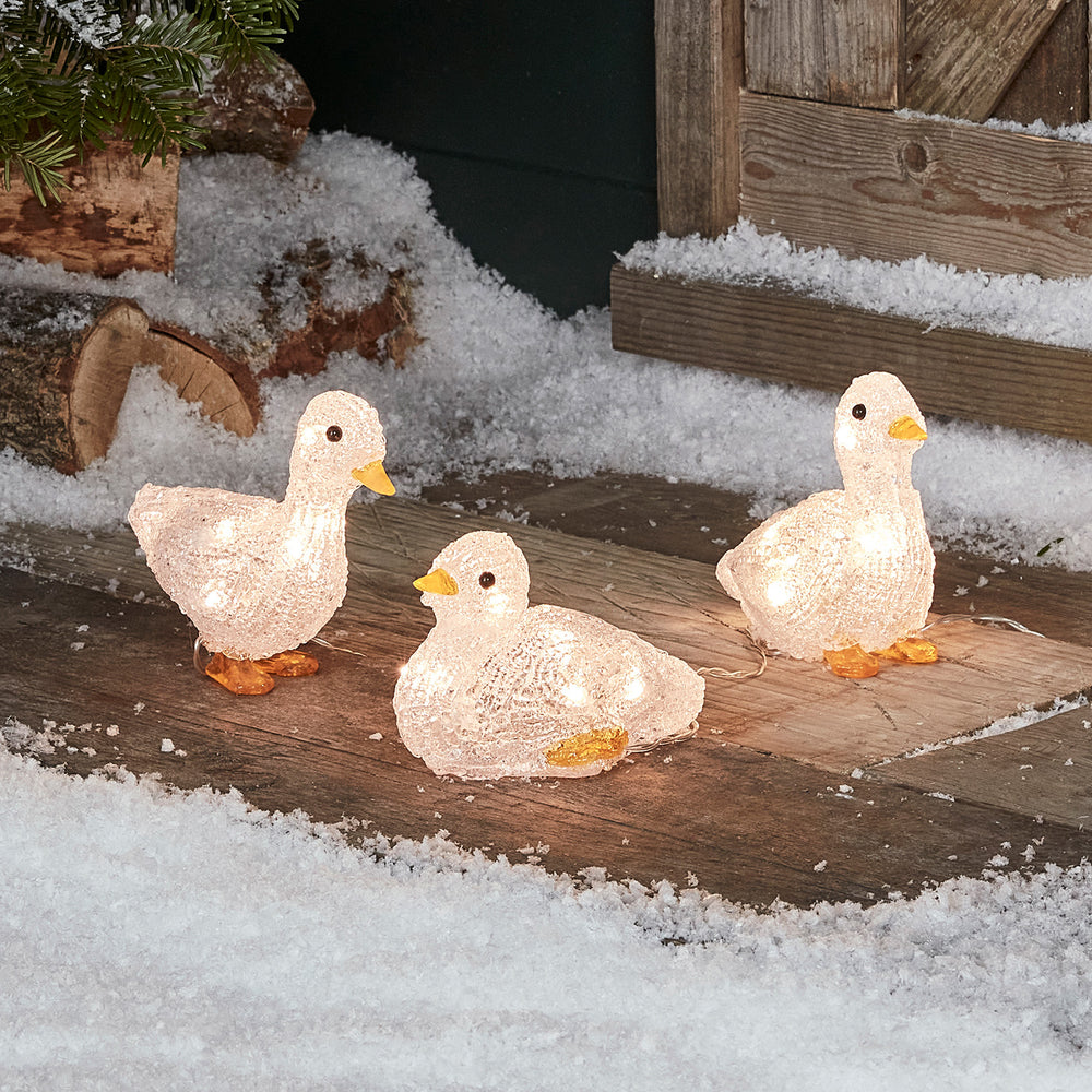 Set of 3 Acrylic Duckling Christmas Figures