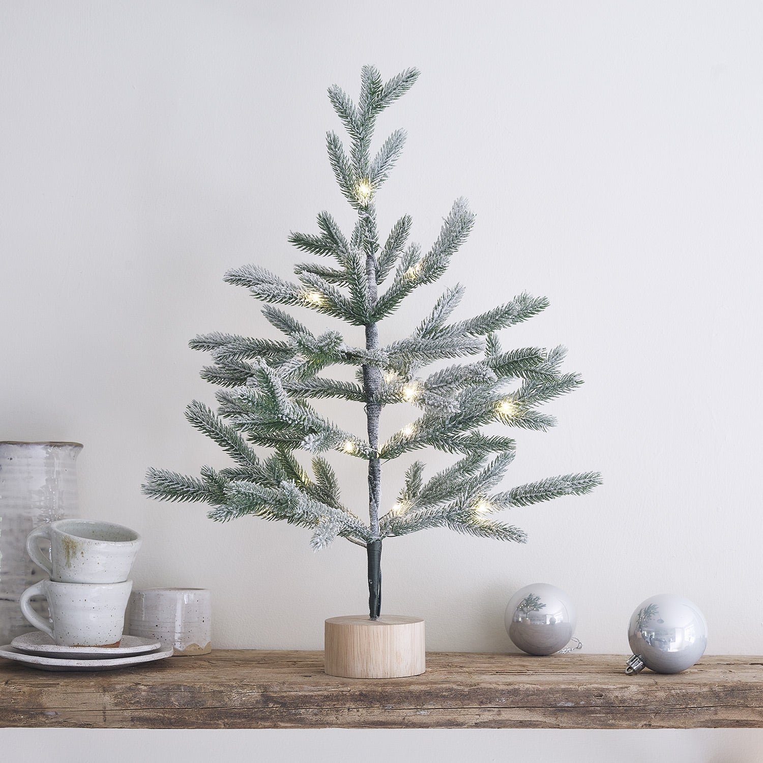 35cm Snowy Pre Lit Mini Christmas Tree Snowy Christmas Tree with