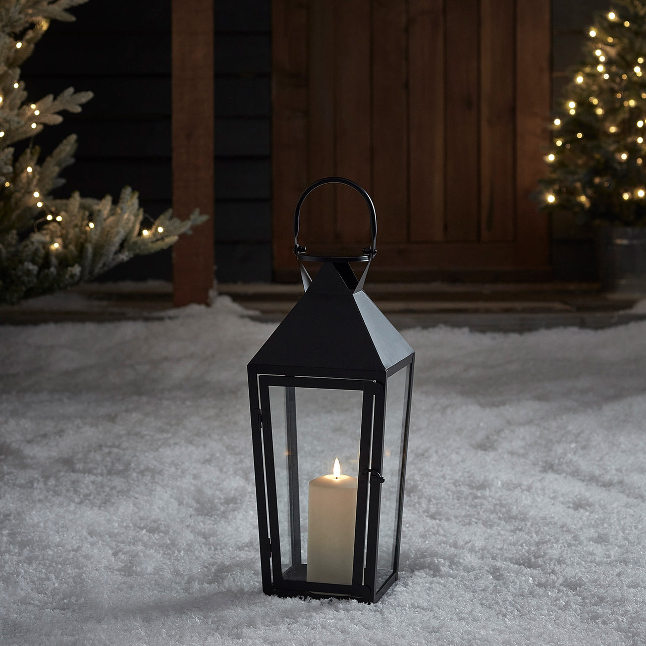 Cairns Medium Black Garden Lantern with TruGlow® Candle