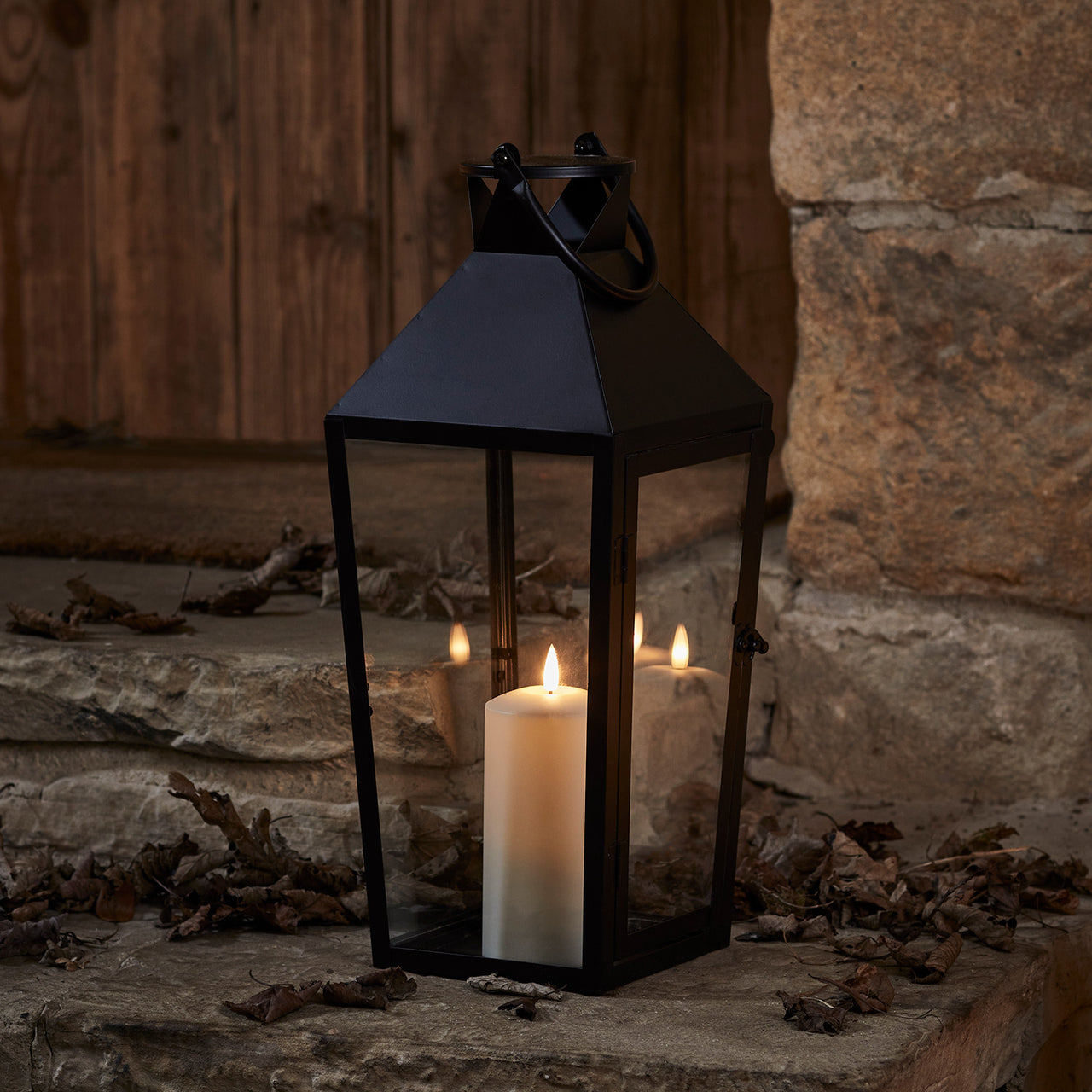 Cairns Medium Black Garden Lantern with TruGlow® Candle