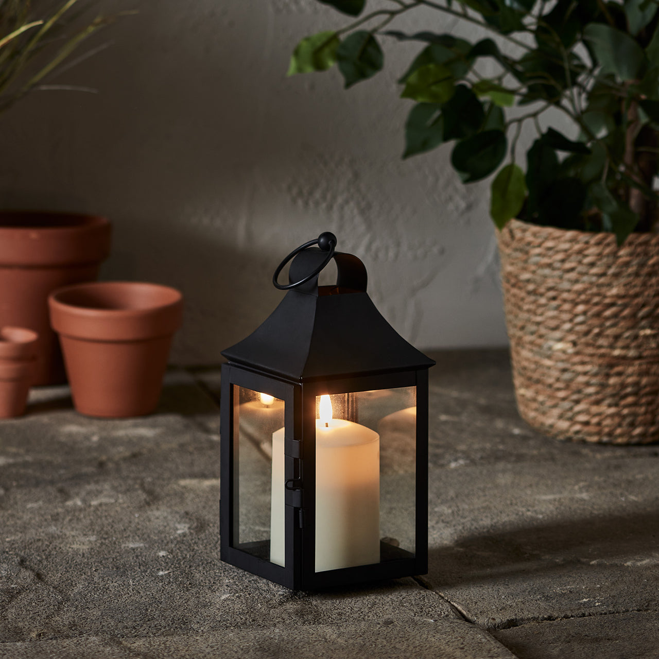 25cm Albury Black Garden Lantern with TruGlow® Candle