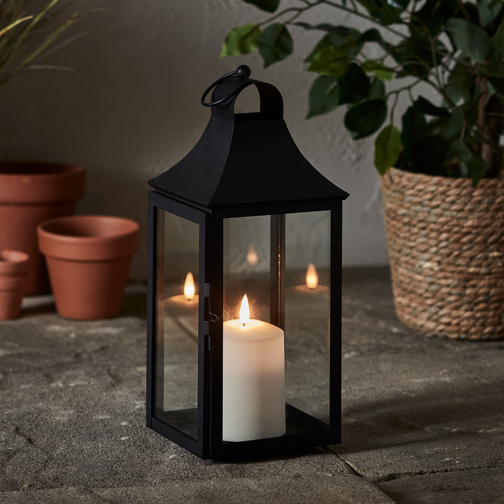 34cm Albury Black Garden Lantern with White TruGlow® Candle