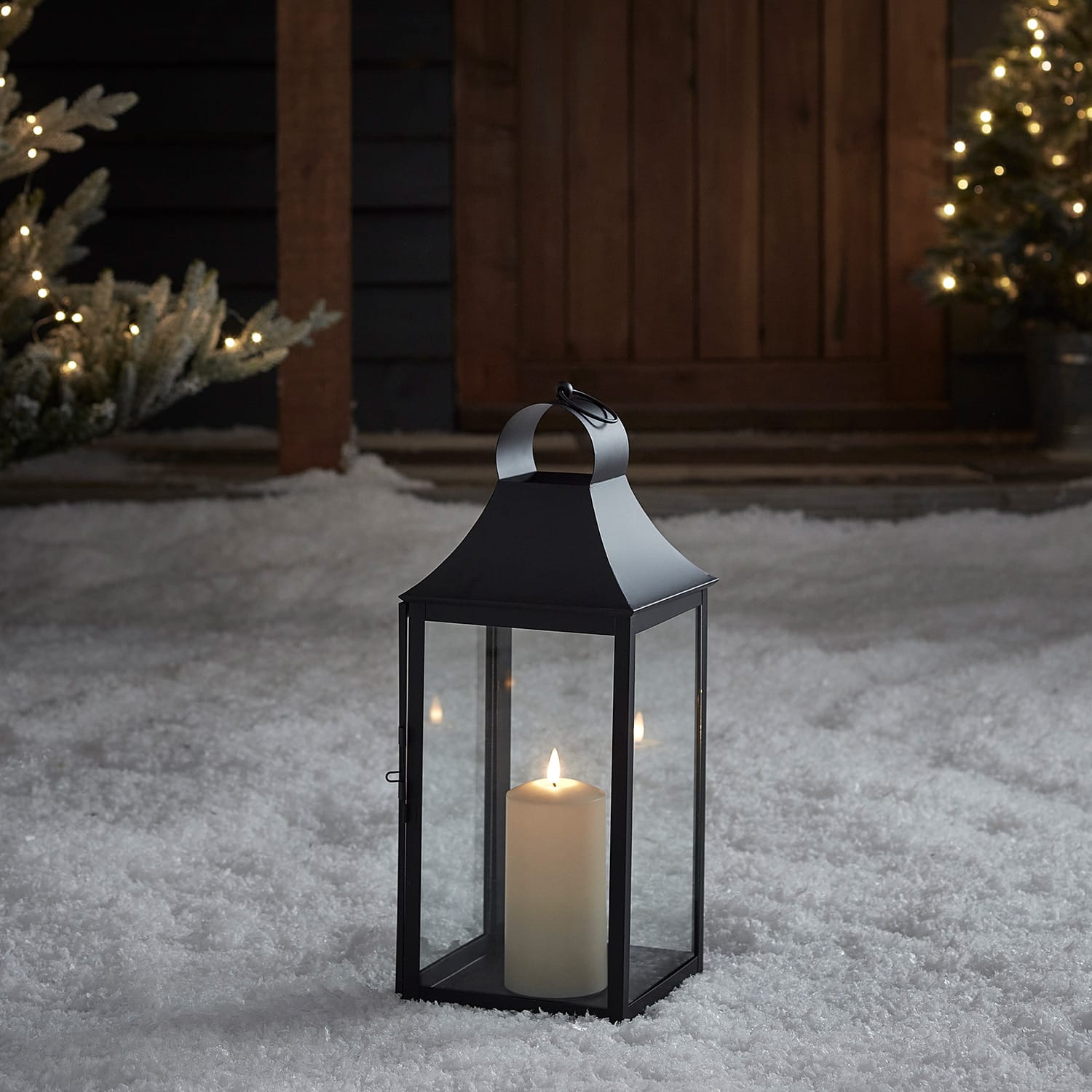 34cm Albury Black Garden Lantern with TruGlow® Candle UK