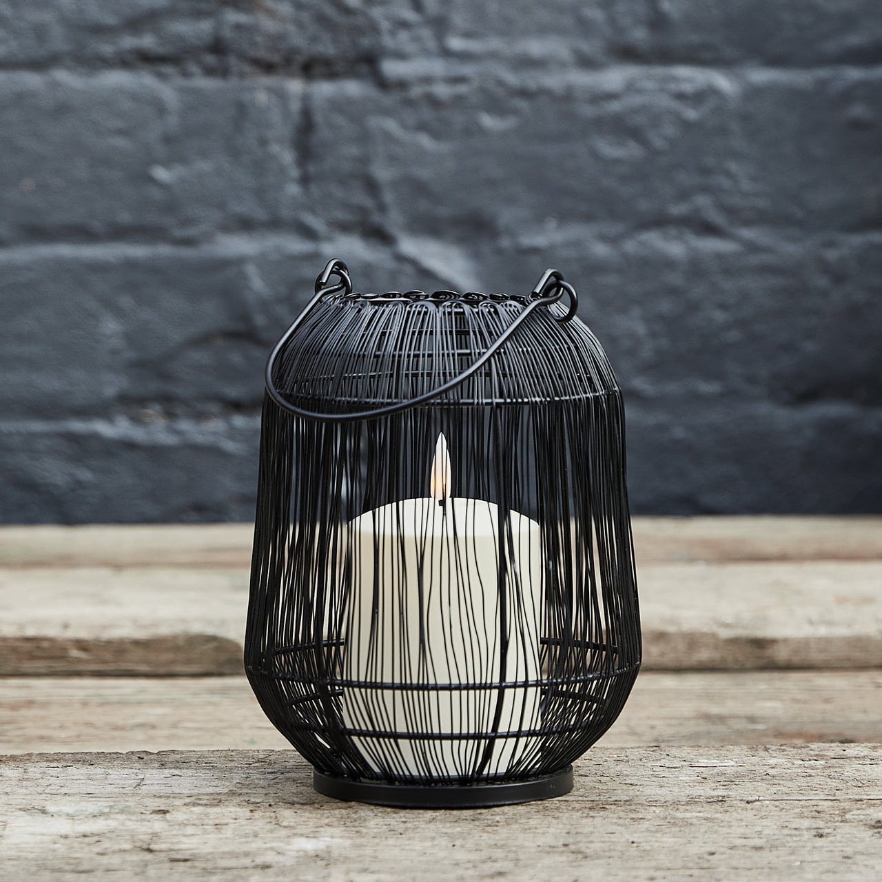 Antonio Black Garden Lantern with TruGlow® Candle