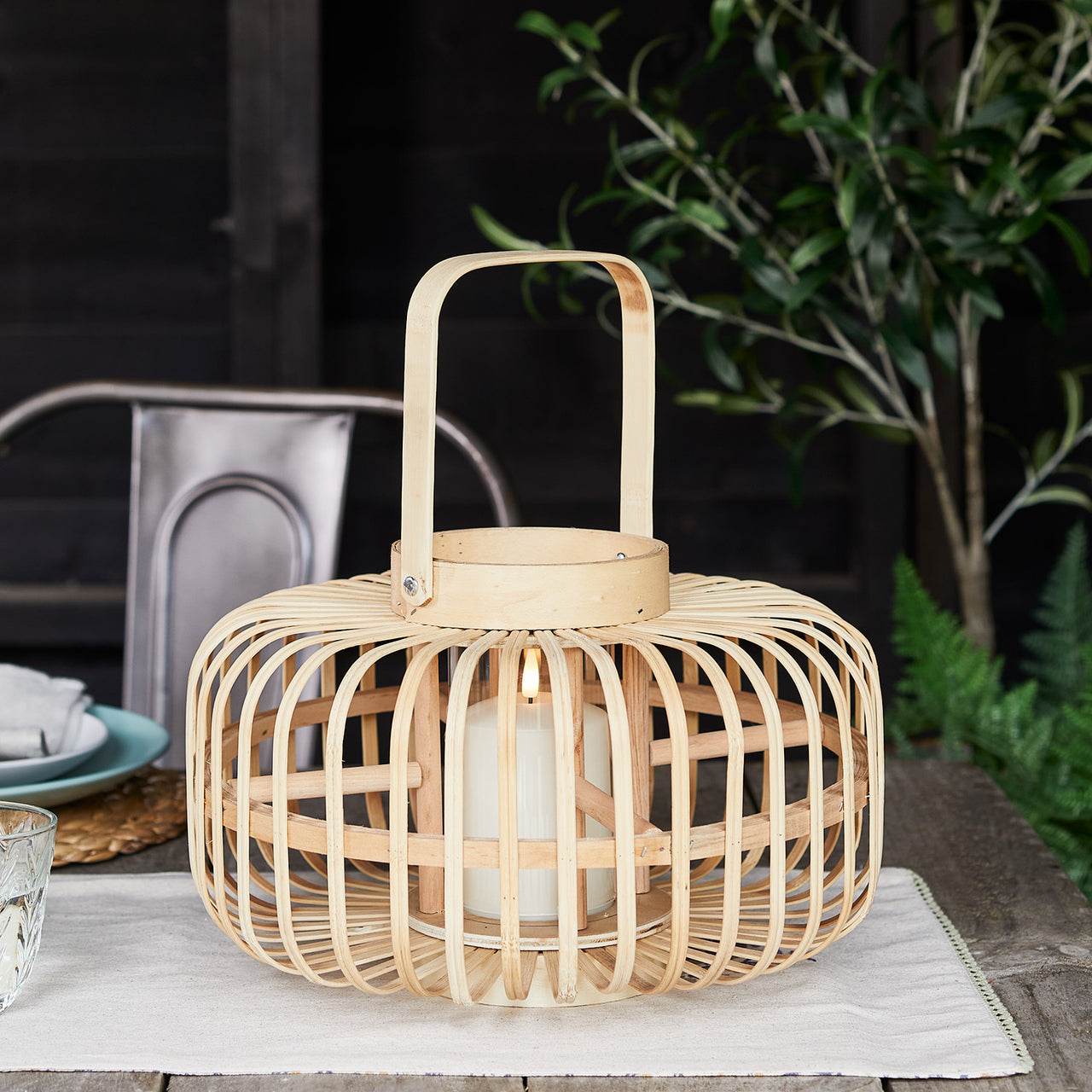 Bamboo Garden Lantern with TruGlow® Candle