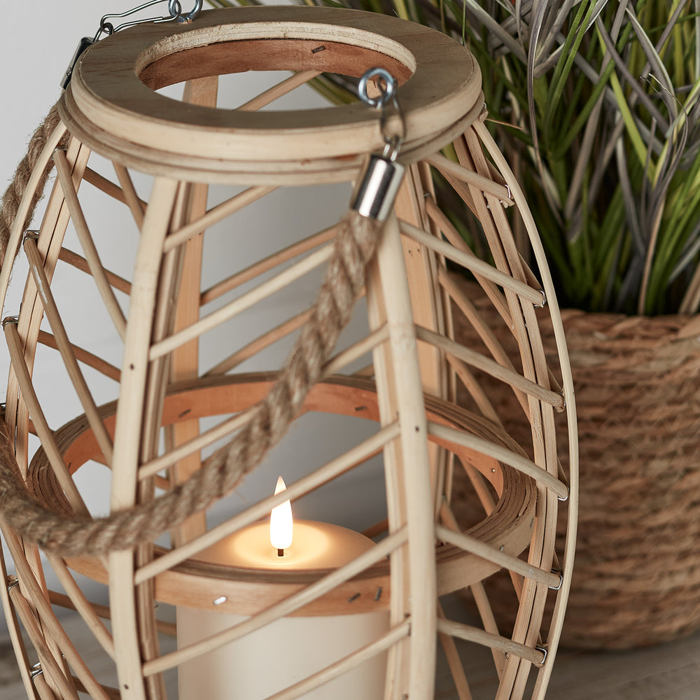 Bamboo Candle Lantern with White TruGlow® Candle