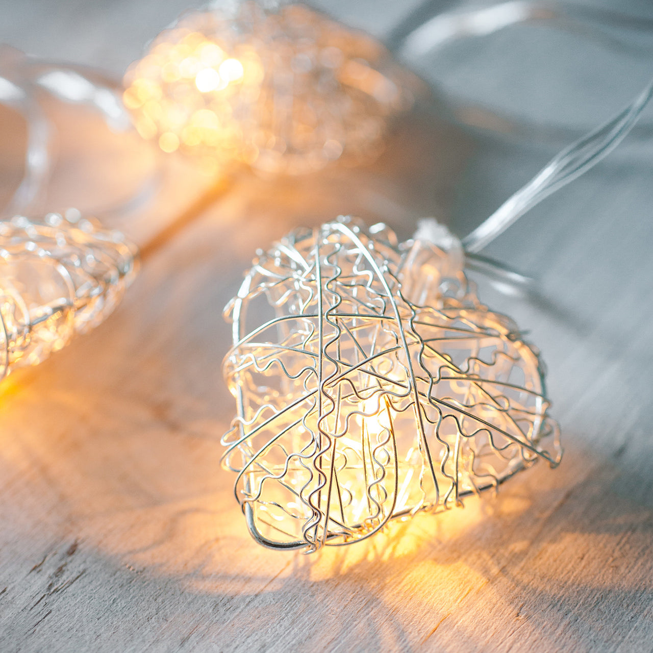 10 Warm White LED Metal Mesh Heart Battery Fairy Lights