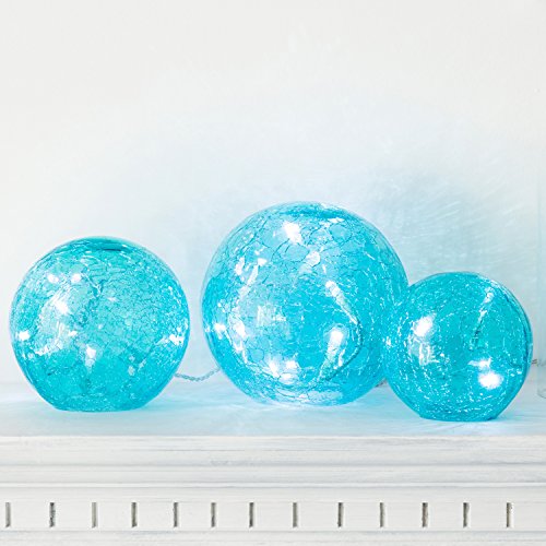 3 Blue Glass Fairy Light Orbs