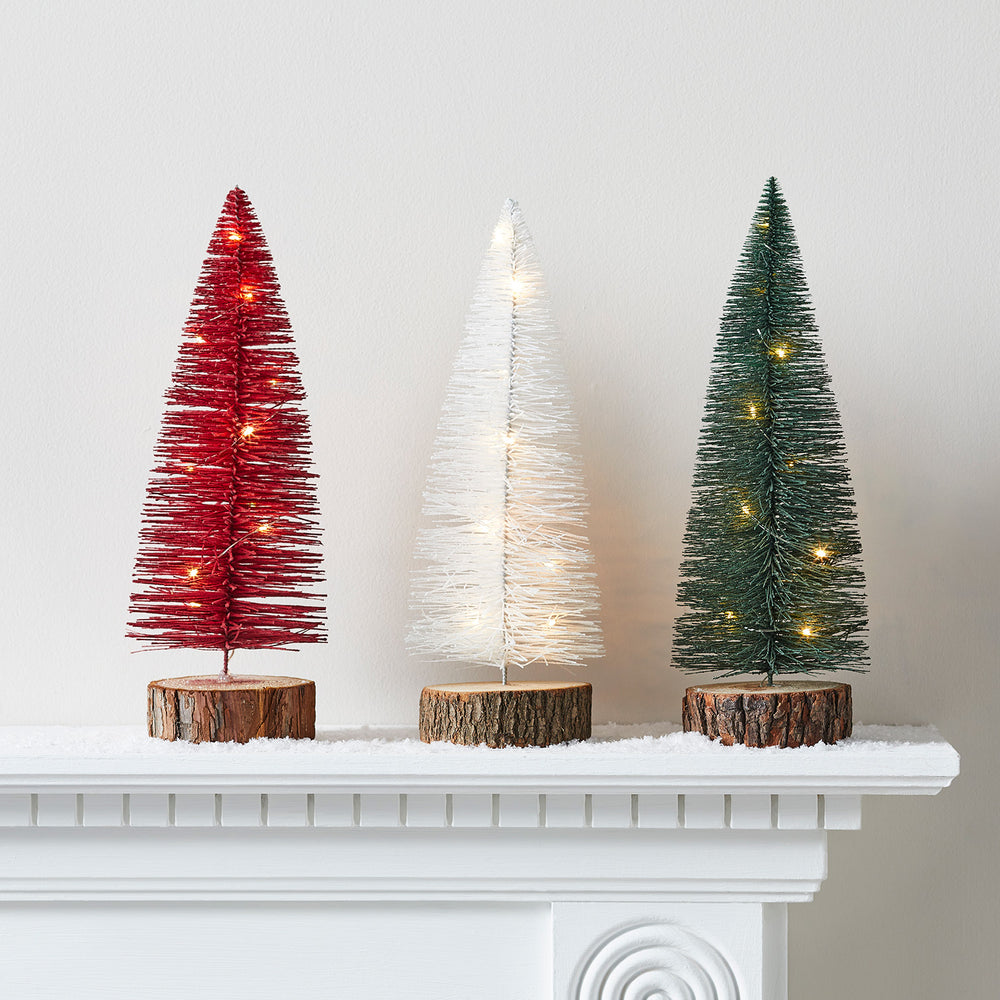 Pinewood Bottle Brush Mini Christmas Tree Trio