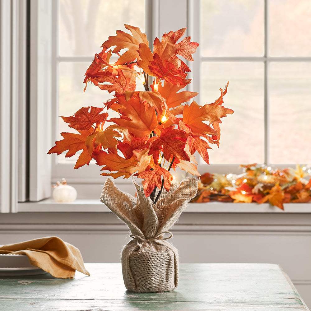 Pre Lit Maple Mini Tree Autumn Decoration