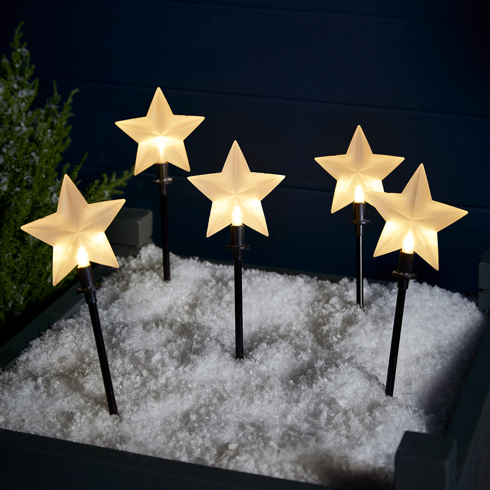 5 Christmas Star Garden Stake Lights