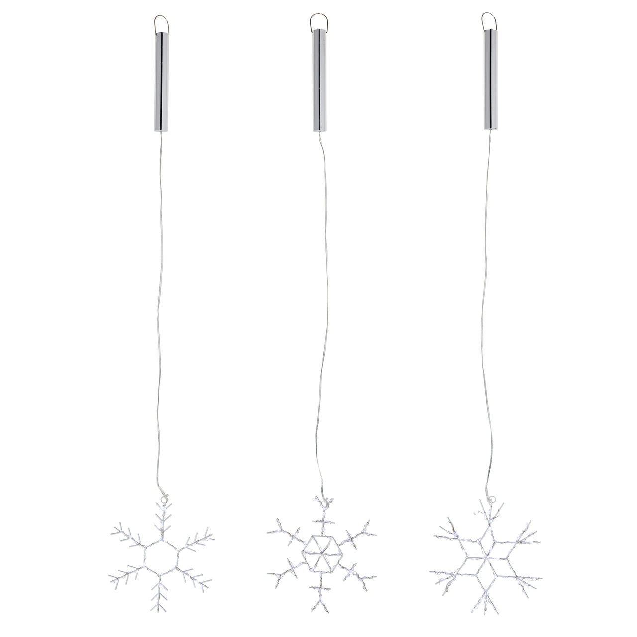 White Snowflake Christmas Battery Light Trio