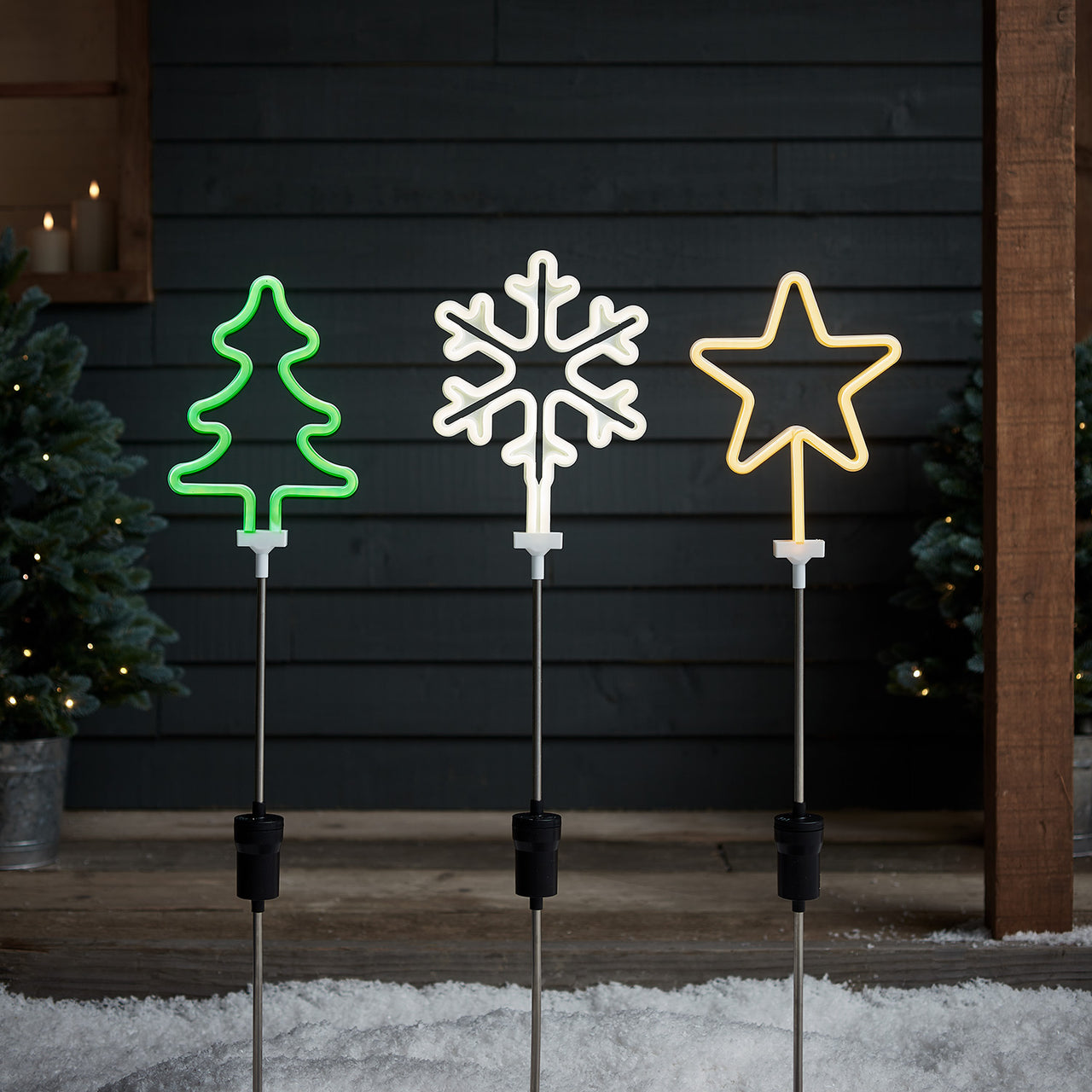 3 Neon Christmas Stake Lights