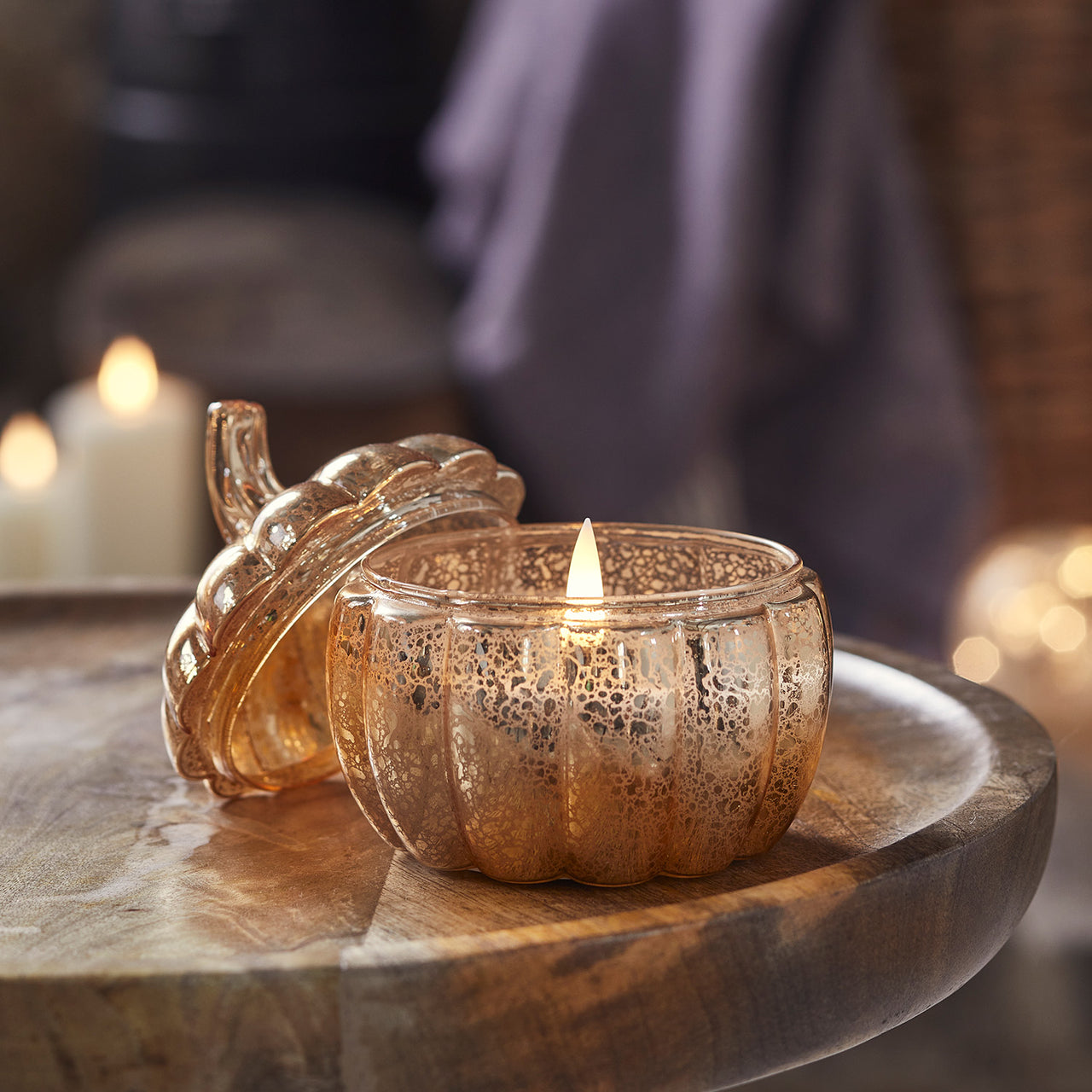 TruGlow® Mottled Glass Candle Pumpkin Decoration