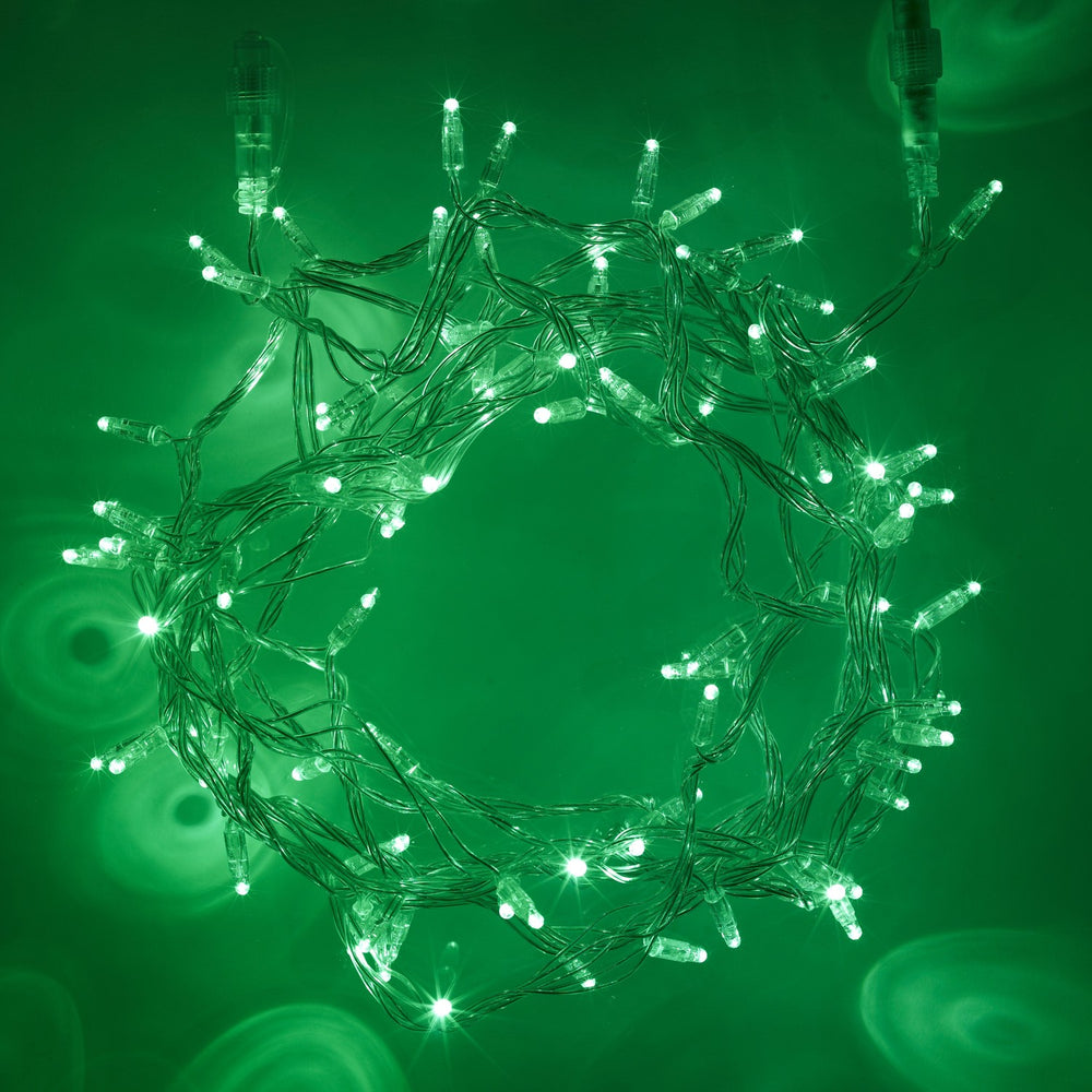 100 Green Led Connectable Fairy Lights Clear Cable 10M