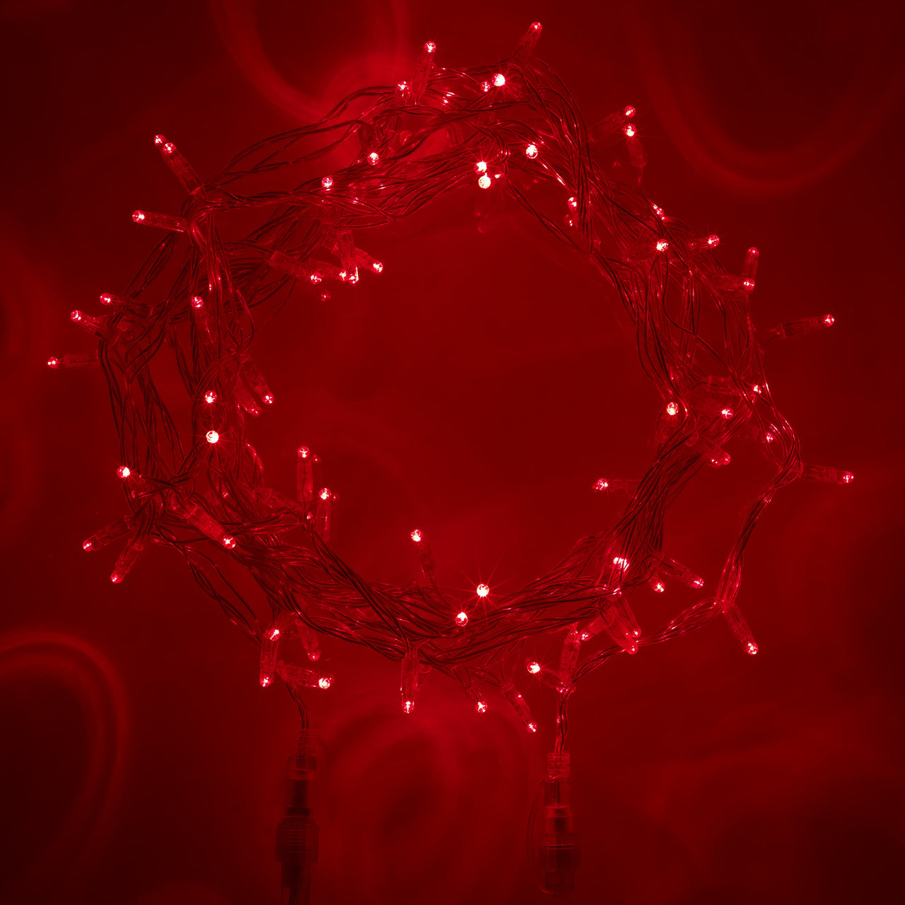 100 Red Led Connectable Fairy Lights Clear Cable 10M