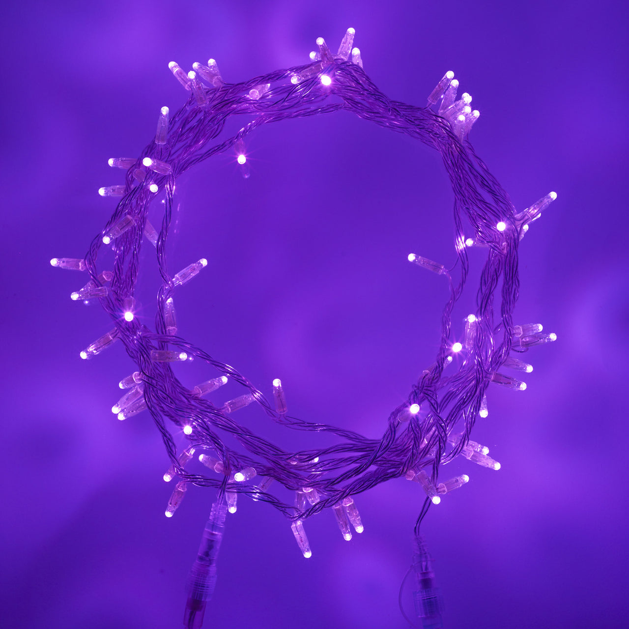 100 Ultra Violet Led Connectable Fairy Lights Clear Cable 10M
