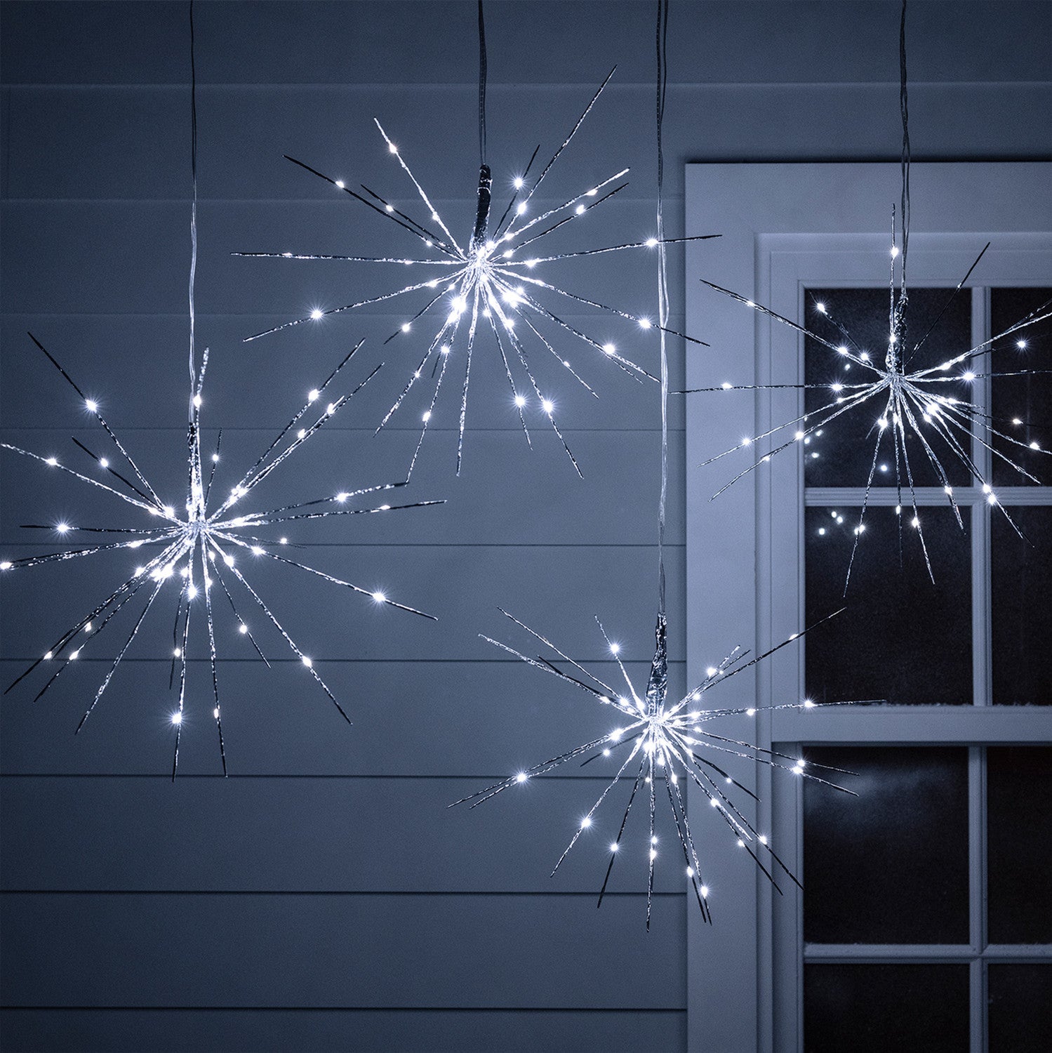 4 Silver Starburst Sparkling Christmas Lights | Xmas Starburst Lights4fun.co.uk