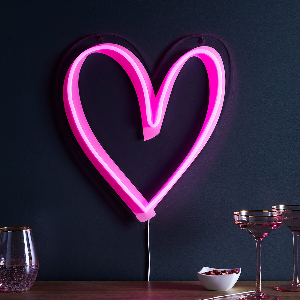 Pink Neon Heart Wall Light