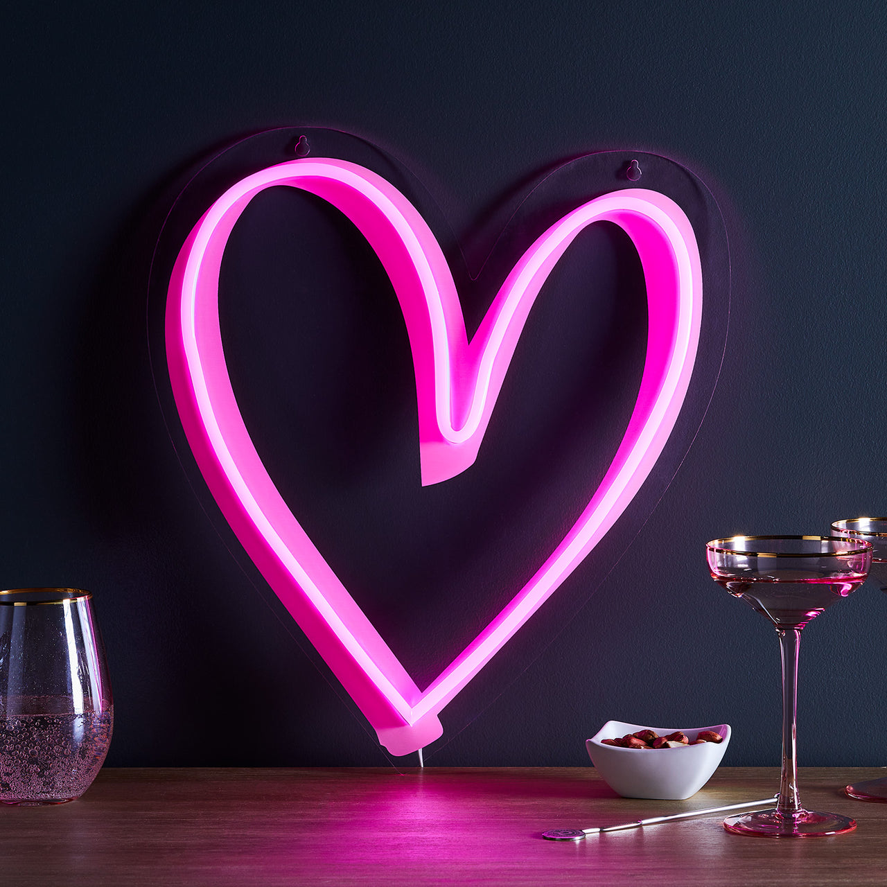 Pink Neon Heart Wall Light