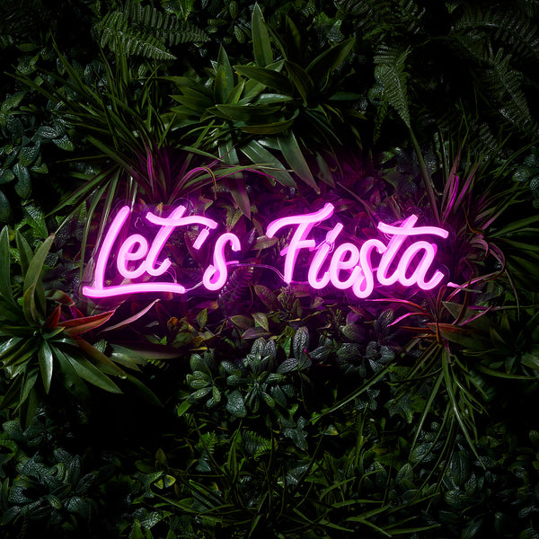  Lights4fun, Inc. 6” Let's Fiesta Neon Pink LED Sign
