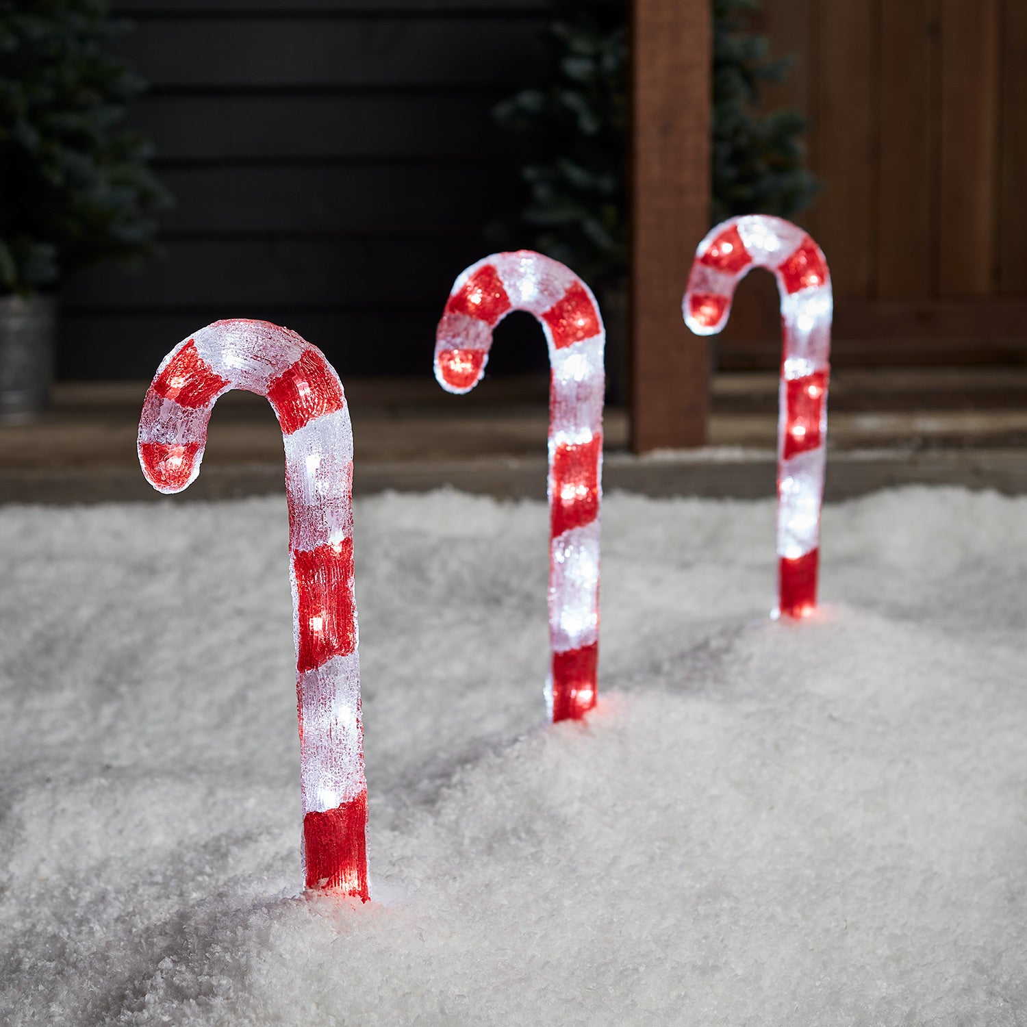 Candy Cane Trio Outdoor Christmas Decoration Lights4fun.co.uk