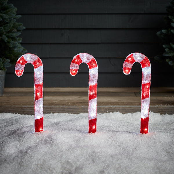 Candy Cane Trio Outdoor Christmas Decoration Lights4fun.co.uk