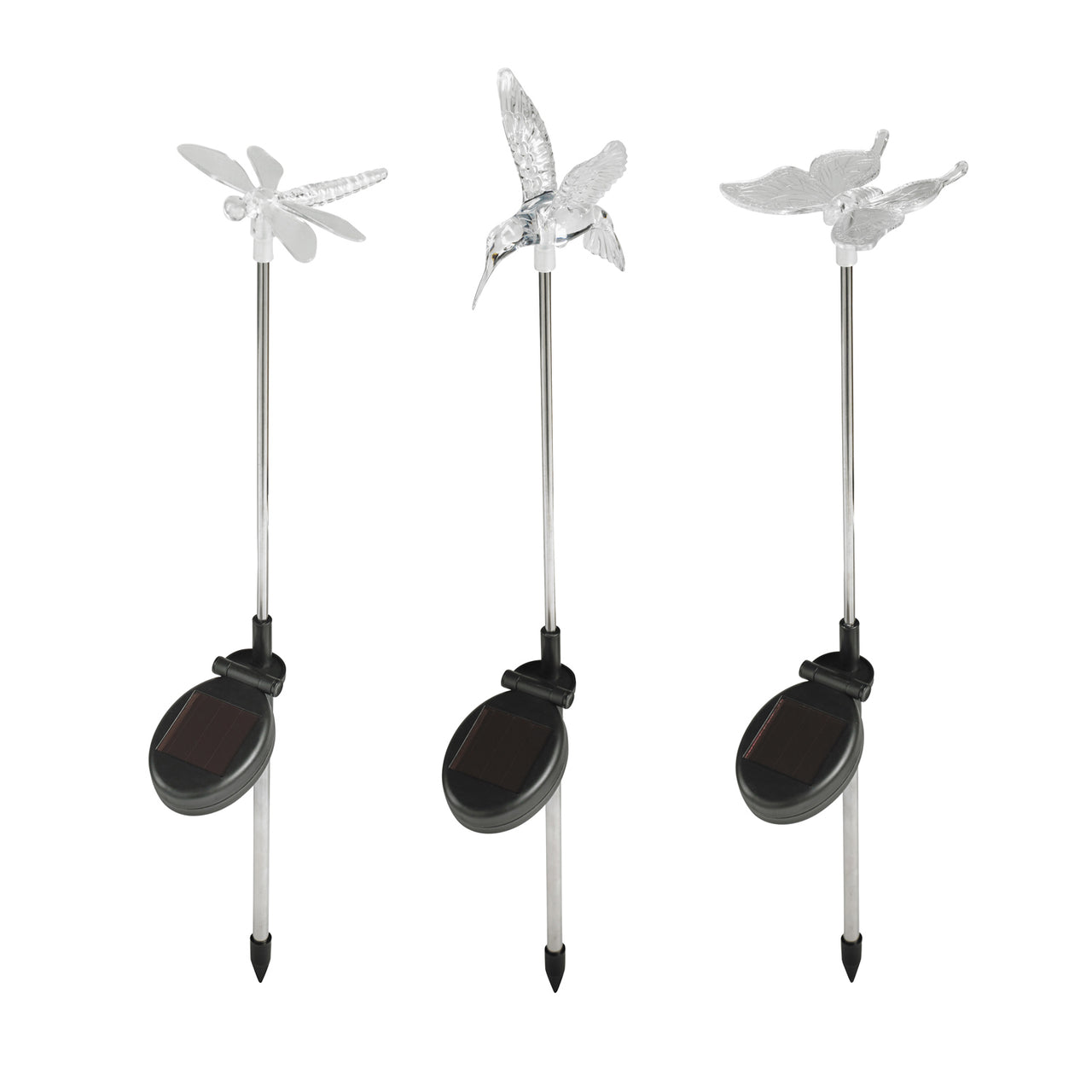 3 Butterfly, Dragonfly And Bird Solar Stakes