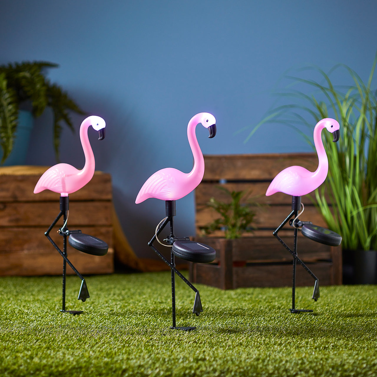 3 Flamingo Solar Stake Lights