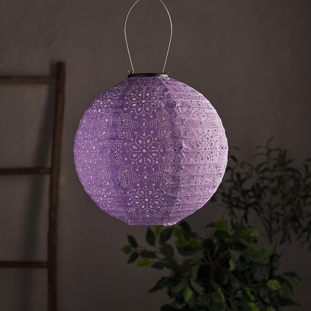 Tyvek Purple Moroccan Hanging Solar Lantern