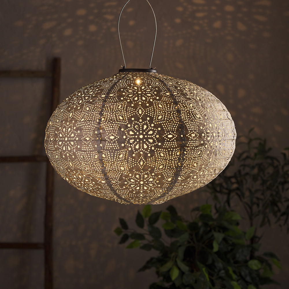 Tyvek Silver Moroccan Hanging Solar Lantern