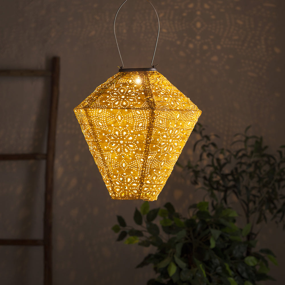 Tyvek Yellow Moroccan Hanging Solar Lantern